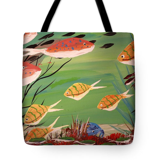 Vibrant Underwater Fish Scene 1 - Tote Bag