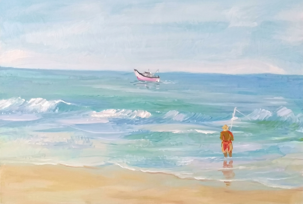 The Fisherman and the Boat Framed Art Print, 8 x 10