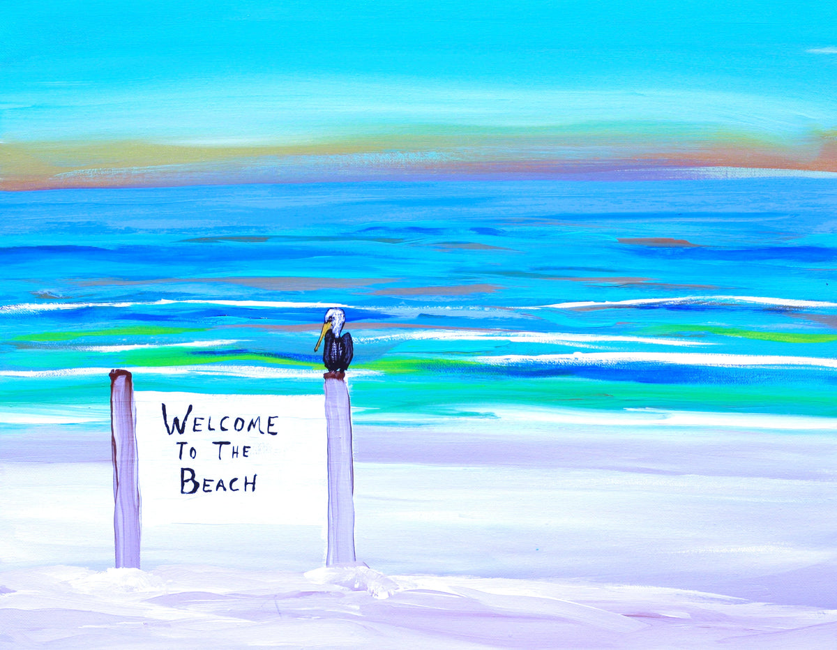 Welcome to the Beach Pelican Print