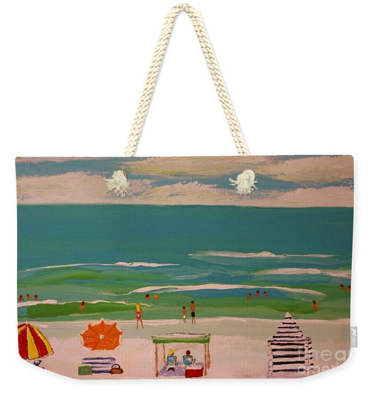 Beach Day with Colorful Umbrellas - Weekender Tote Bag
