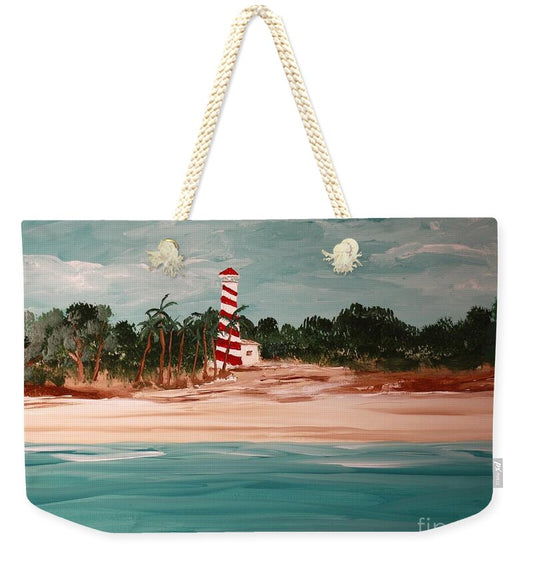 Coastal Lighthouse with Palm Trees - Weekender Tote Bag