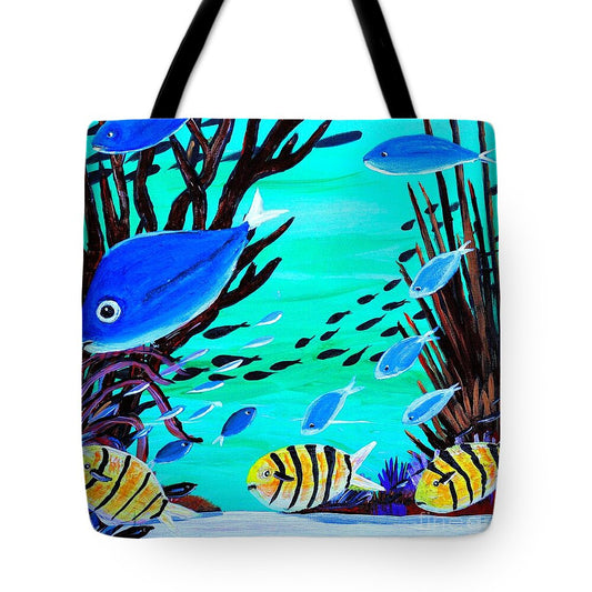 Colorful Fish in Vibrant Reef - Tote Bag