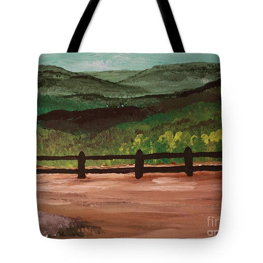 Mountain View Beyond the Fence - Tote Bag
