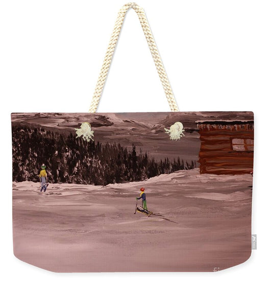 Skiers in a Winter Landscape - Weekender Tote Bag