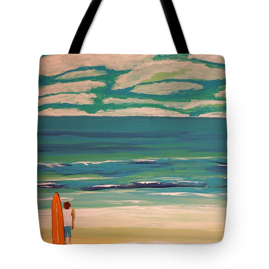 Surfer Gazing at Endless Ocean - Tote Bag