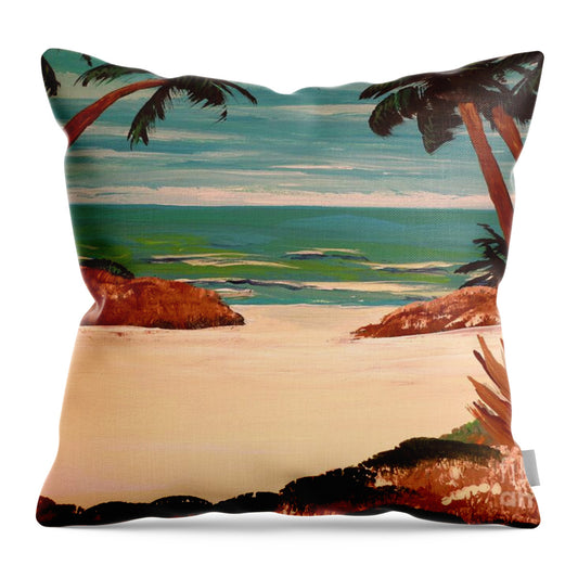 Tropical Shoreline Tranquility - Throw Pillow