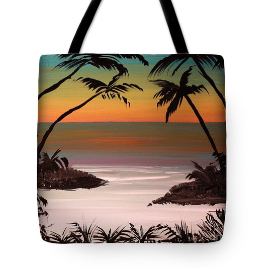 Tropical Sunset Over Calm Waters - Tote Bag
