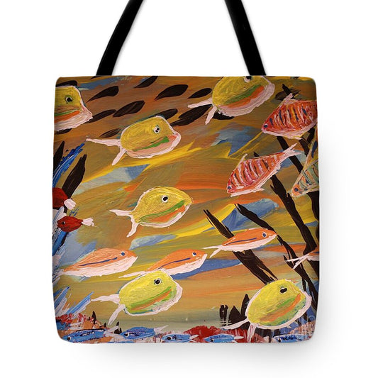 Underwater Colorful Fish Scene - Tote Bag