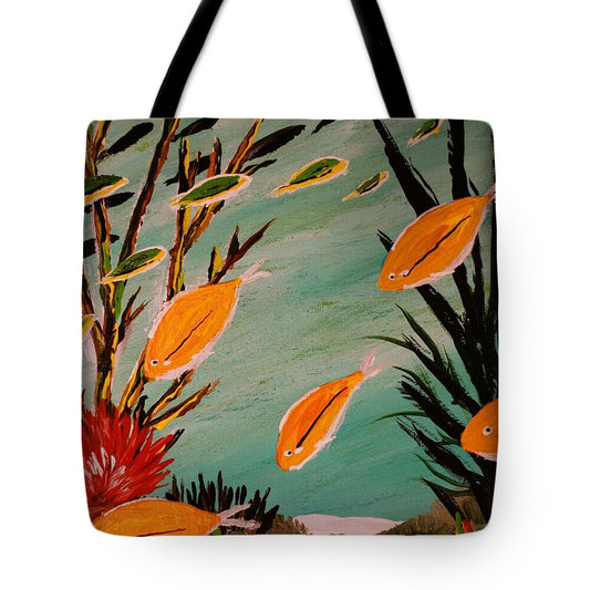 Underwater Scene with Orange Fish - Tote Bag