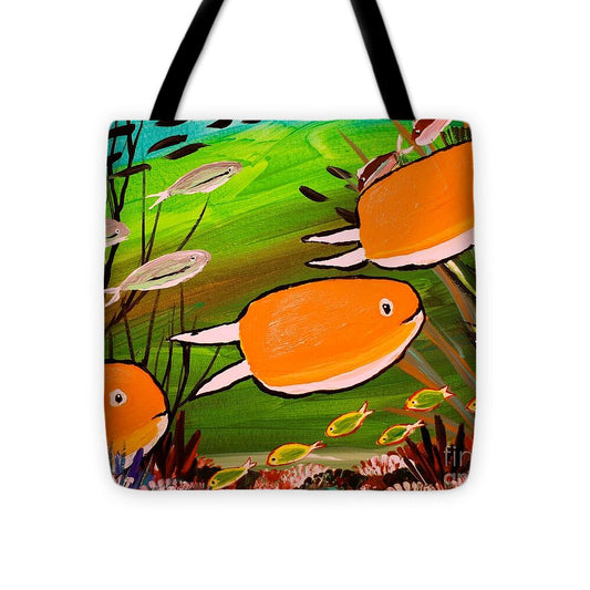 Vibrant Orange Fish in Underwater Scene - Tote Bag