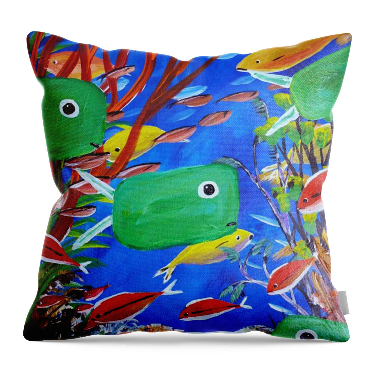 Green Fish 1 - Throw Pillow