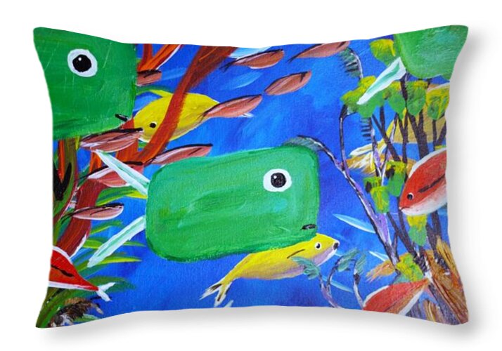 Green Fish 1 - Throw Pillow