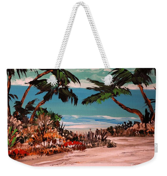Tropical Beach with Palm Trees 1 - Weekender Tote Bag