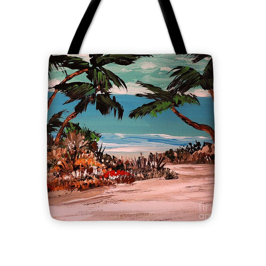 Tropical Beach with Palm Trees 1 - Tote Bag