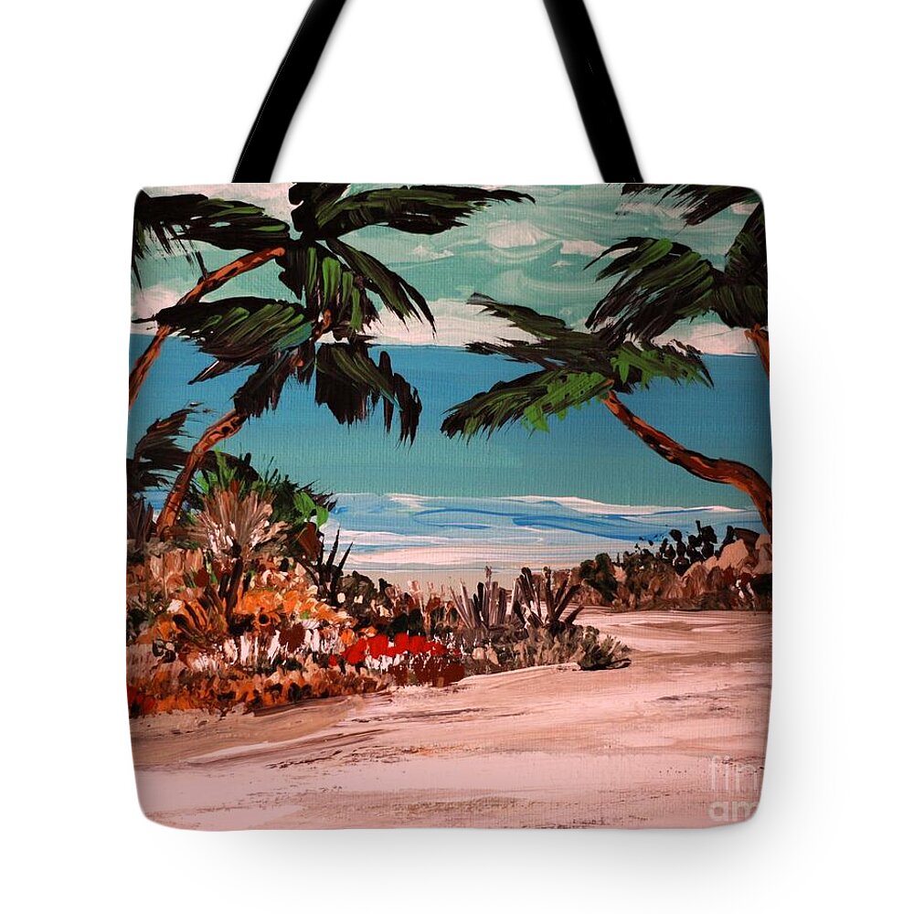 Tropical Beach with Palm Trees 1 - Tote Bag