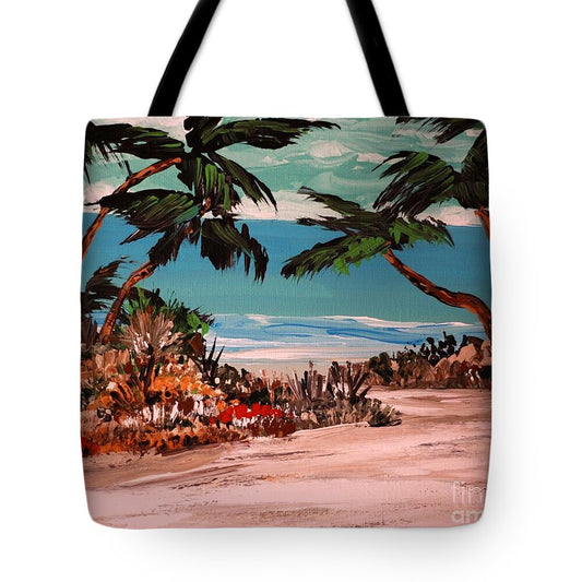 Tropical Beach with Palm Trees 1 - Tote Bag