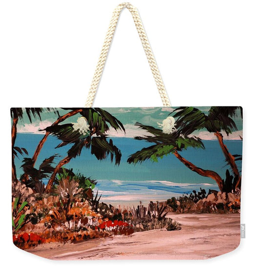 Tropical Beach with Palm Trees 1 - Weekender Tote Bag