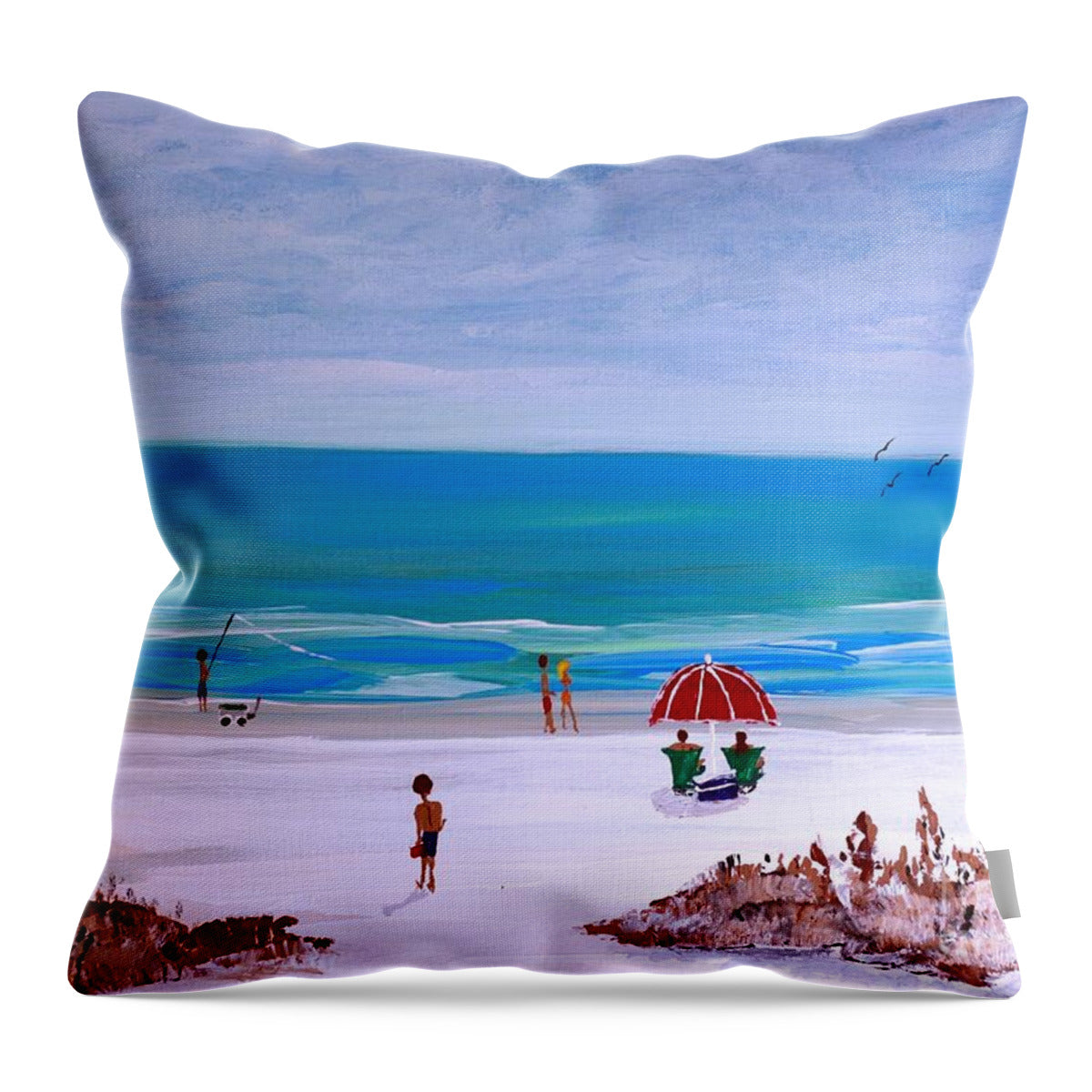 Serene Day at the Beach 2 - Throw Pillow