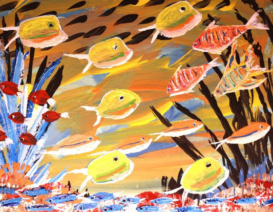 Fish Galore Flat Framed Art Print, 8 x 10