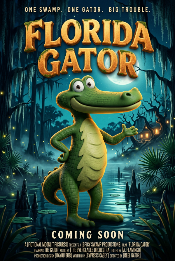 Florida Gator Movie Poster Framed Art Print, 8 x 10