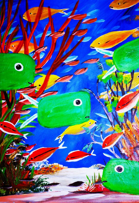 Green Fish Flat Framed Art Print, 8 x 10