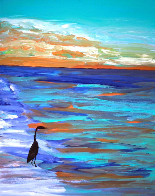 Heron at Sunset Framed Art Print, 8 x 10