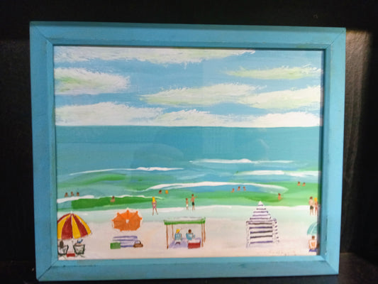 Beach Party 8 x 10 Original painting. Acrylic on Canvas.