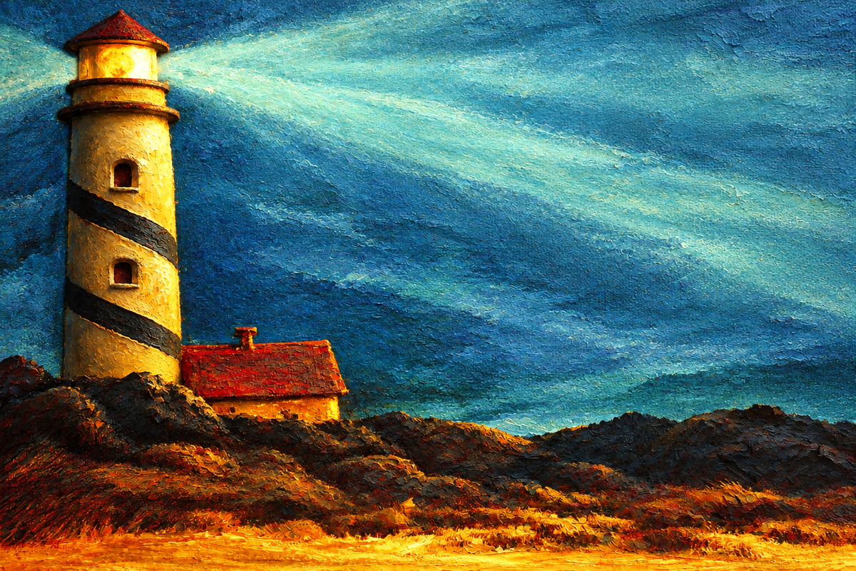 Lighthouse in the Night Print