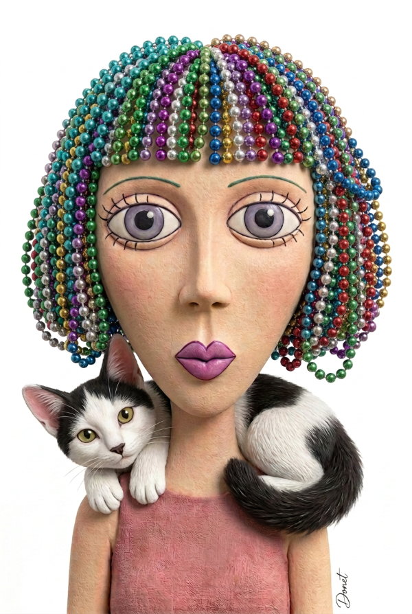 Orbit and His Green Haired Mermaid Mom Framed Art Print, 8 x 10