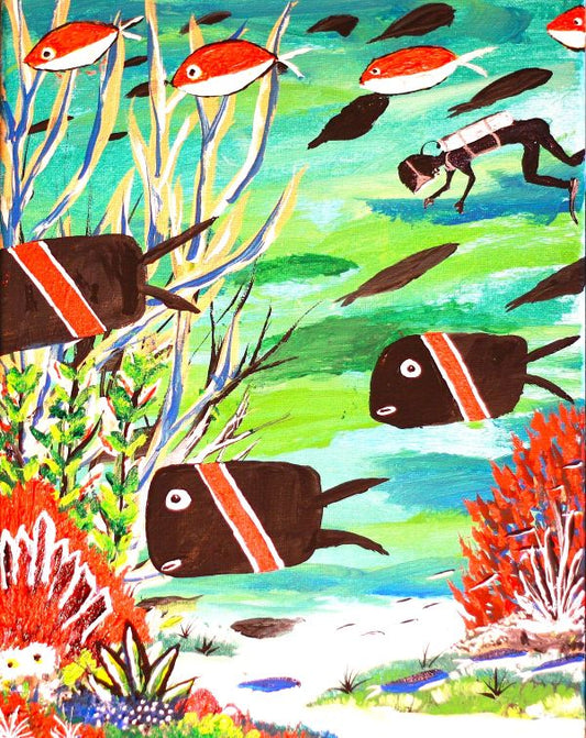 Scuba Diver Framed Art Print, 8 x 10