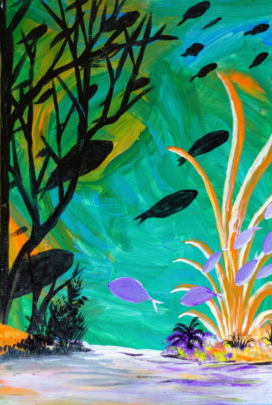 Shadow Fish Flat Framed Art Print, 8 x 10