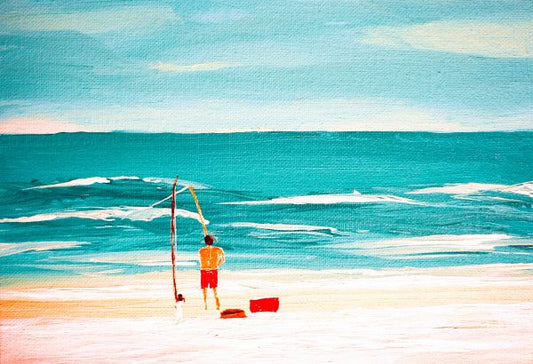 Surf Fishing Framed Art Print, 8 x 10