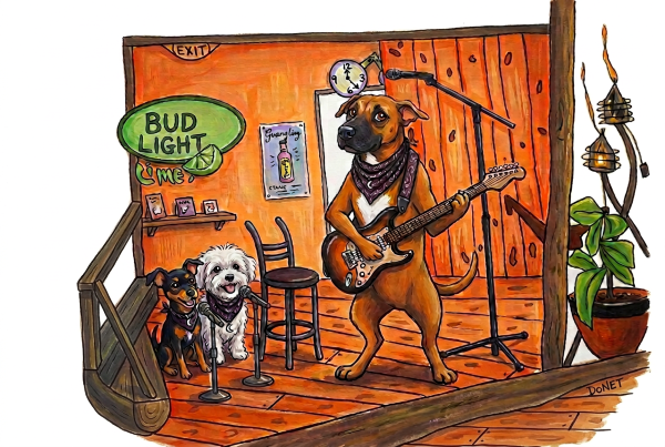 Three Dogs Playing Print
