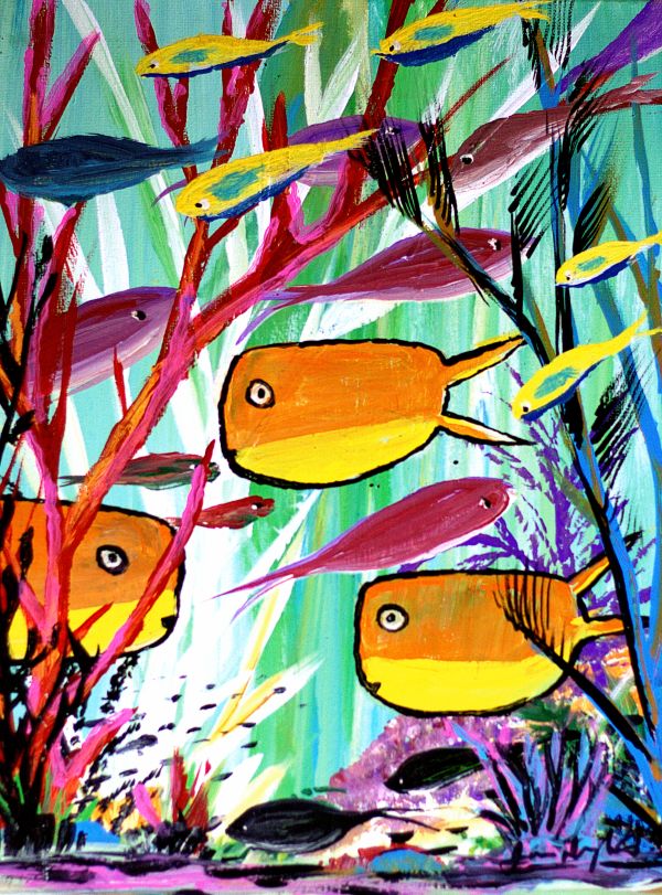 Tropical Fish Fun Framed Art Print, 8 x 10