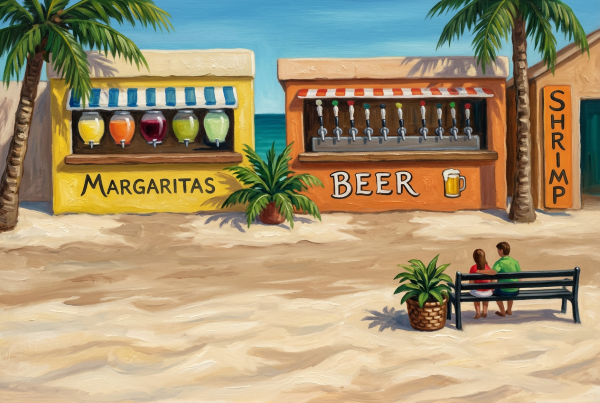 Tropical Margarita and Beer Stand Framed Art Print, 8 x 10