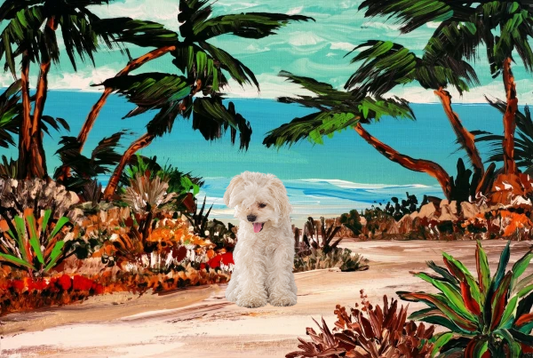 Tropical Beach With Palms Framed Art Print, 8 x 10