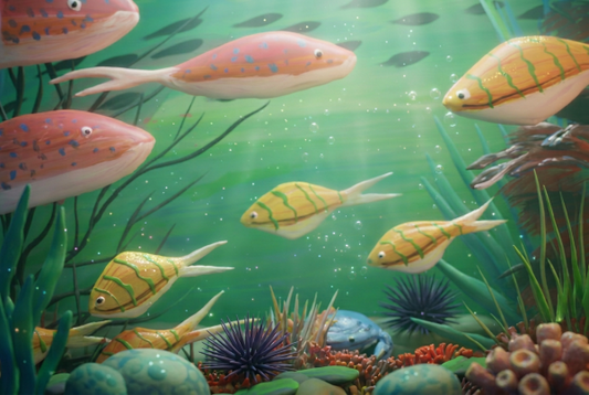 Vibrant Underwater Fish Scene Framed Art Print, 8 x 10