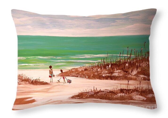 A couple's day at the Beach - Throw Pillow