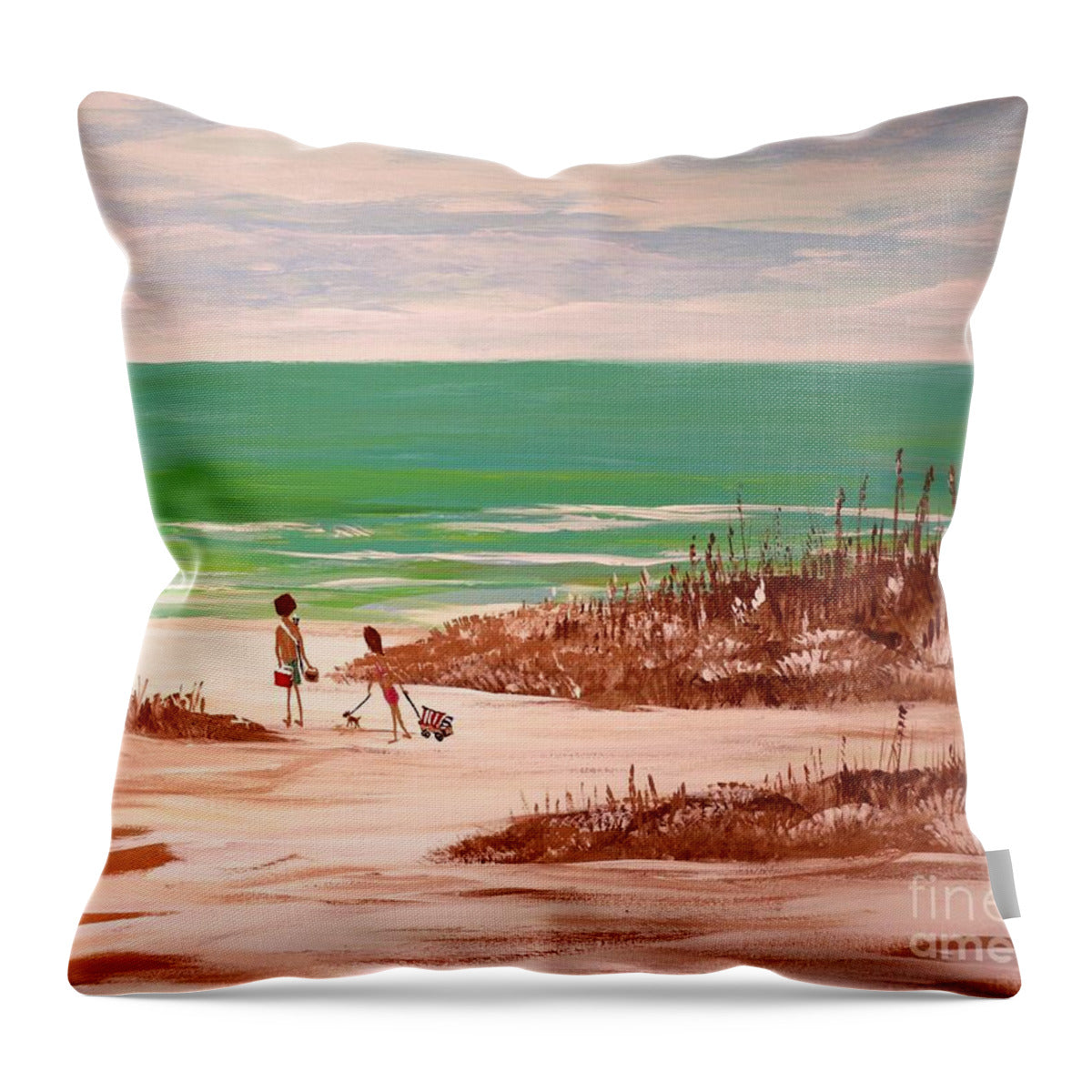 A couple's day at the Beach - Throw Pillow