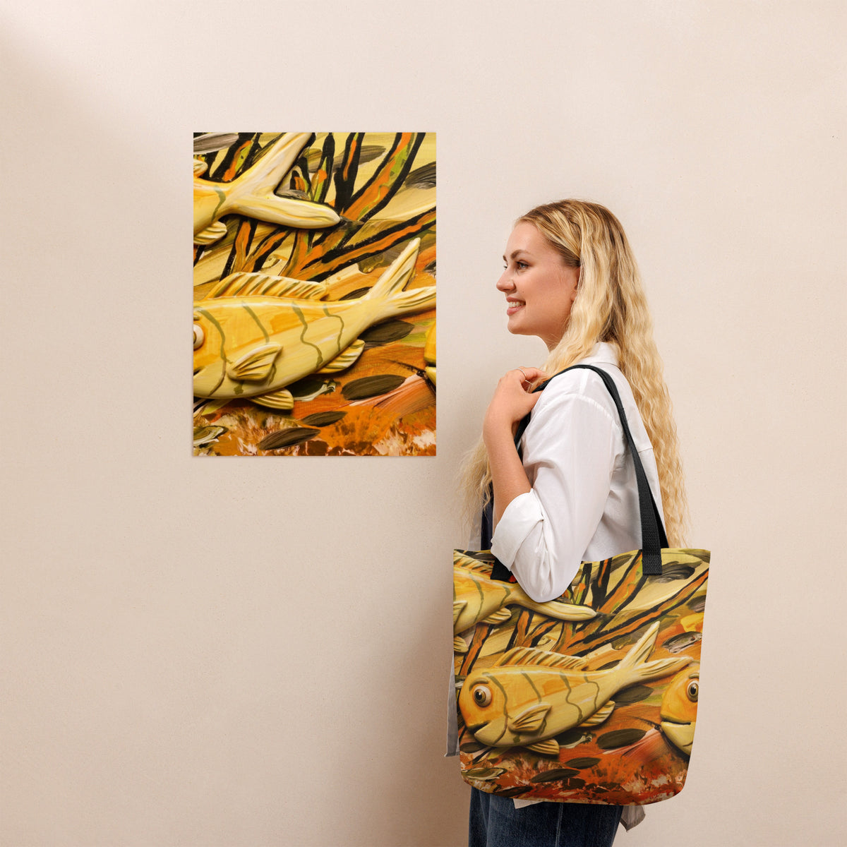 Three Cool Fish Tote bag – Happy Fish Gallery