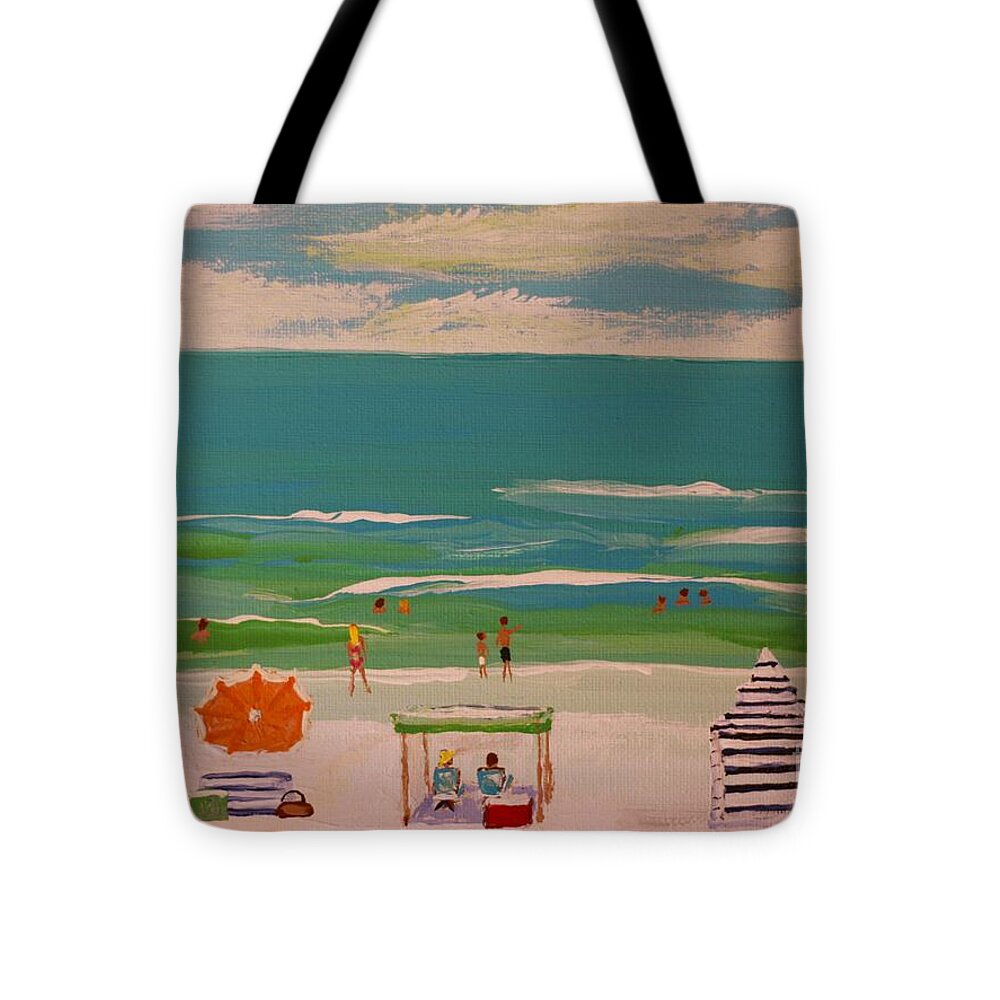 Beach Day with Colorful Umbrellas - Tote Bag