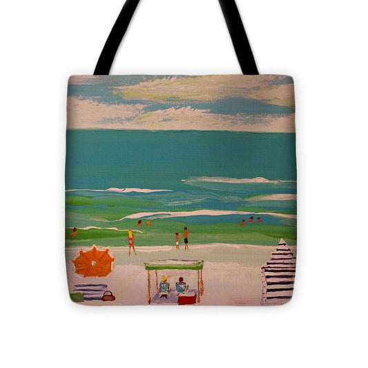 Beach Day with Colorful Umbrellas - Tote Bag