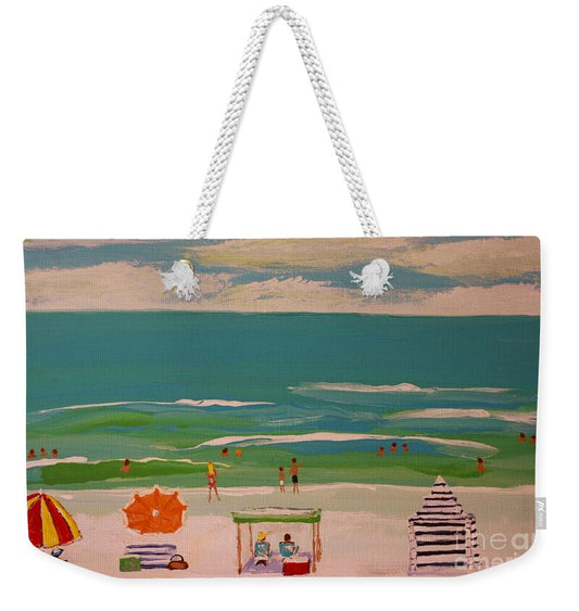 Beach Day with Colorful Umbrellas - Weekender Tote Bag