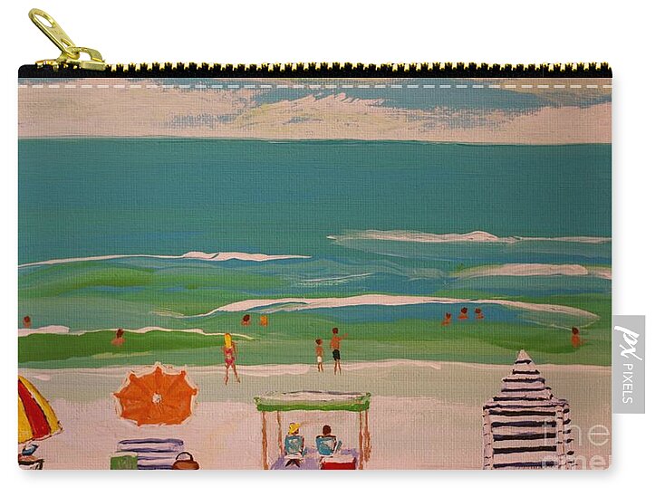 Beach Day with Colorful Umbrellas - Zip Pouch