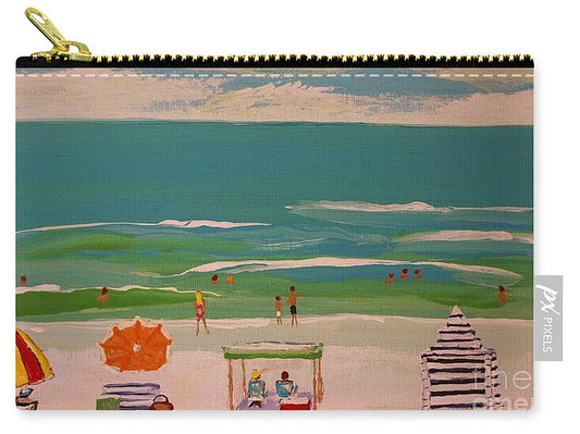 Beach Day with Colorful Umbrellas - Zip Pouch