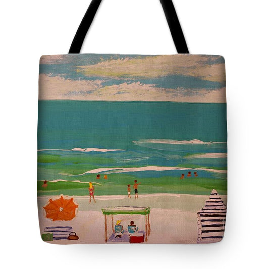 Beach Day with Colorful Umbrellas - Tote Bag