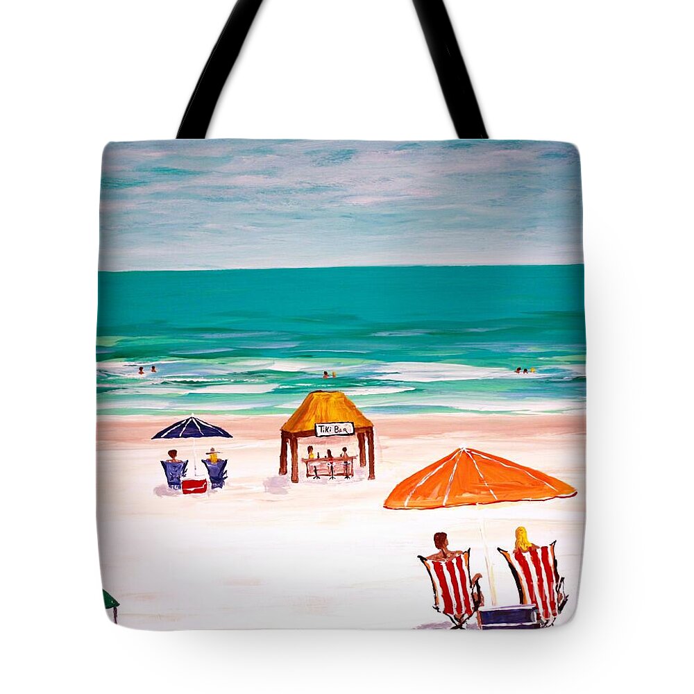 Beach Day with Orange Umbrellas - Tote Bag