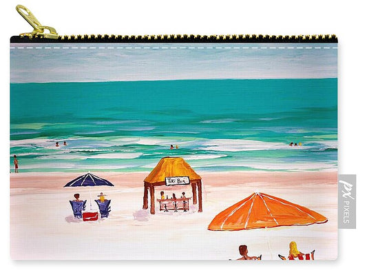 Beach Day with Orange Umbrellas - Zip Pouch
