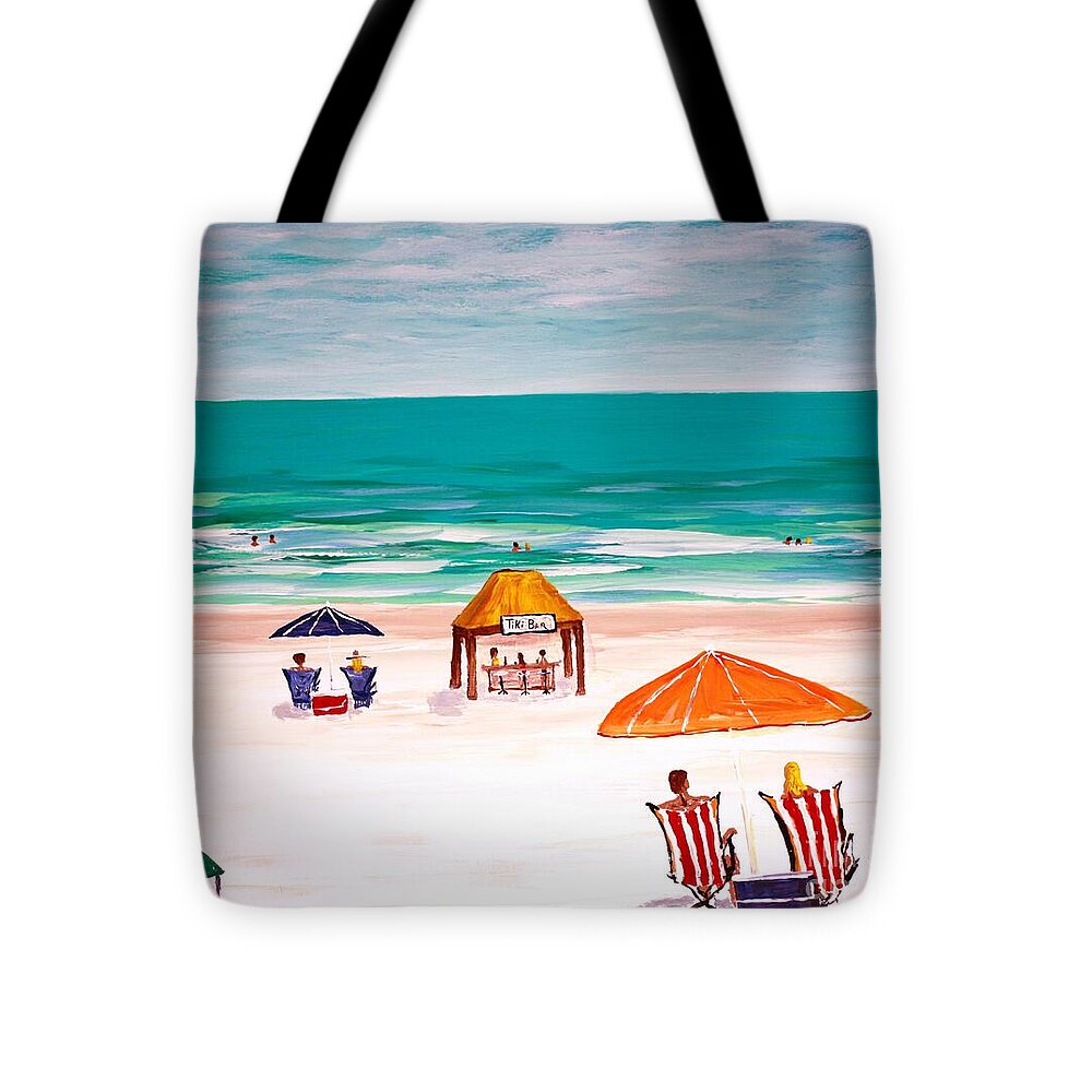 Beach Day with Orange Umbrellas - Tote Bag