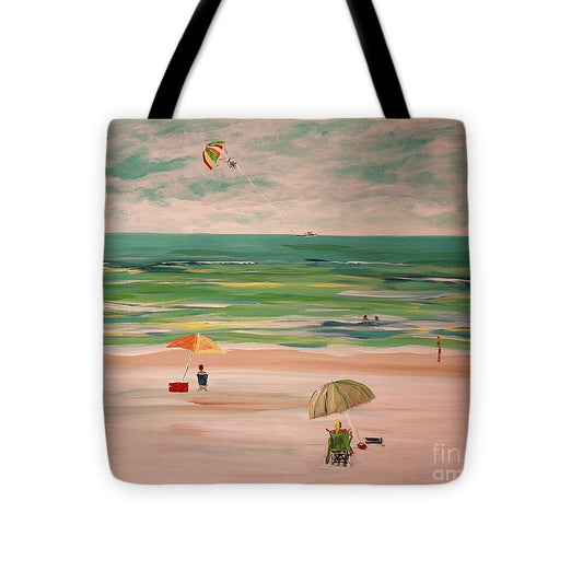 Beach Scene with Parasailing - Tote Bag